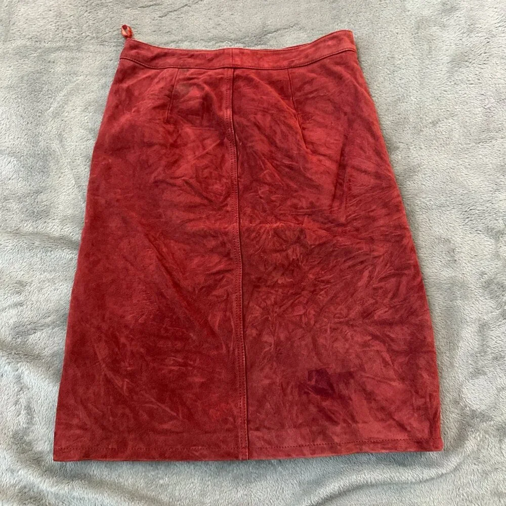 *as is* Vintage Y2K Gap Suede Leather Slit Front Skirt Women's 4 Maroon